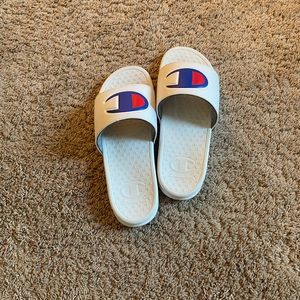 white never worn champion slides